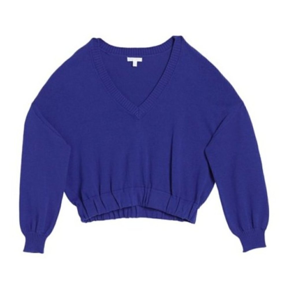 NWT Abound V-Neck Crop Drop Shoulder Sweater Blue